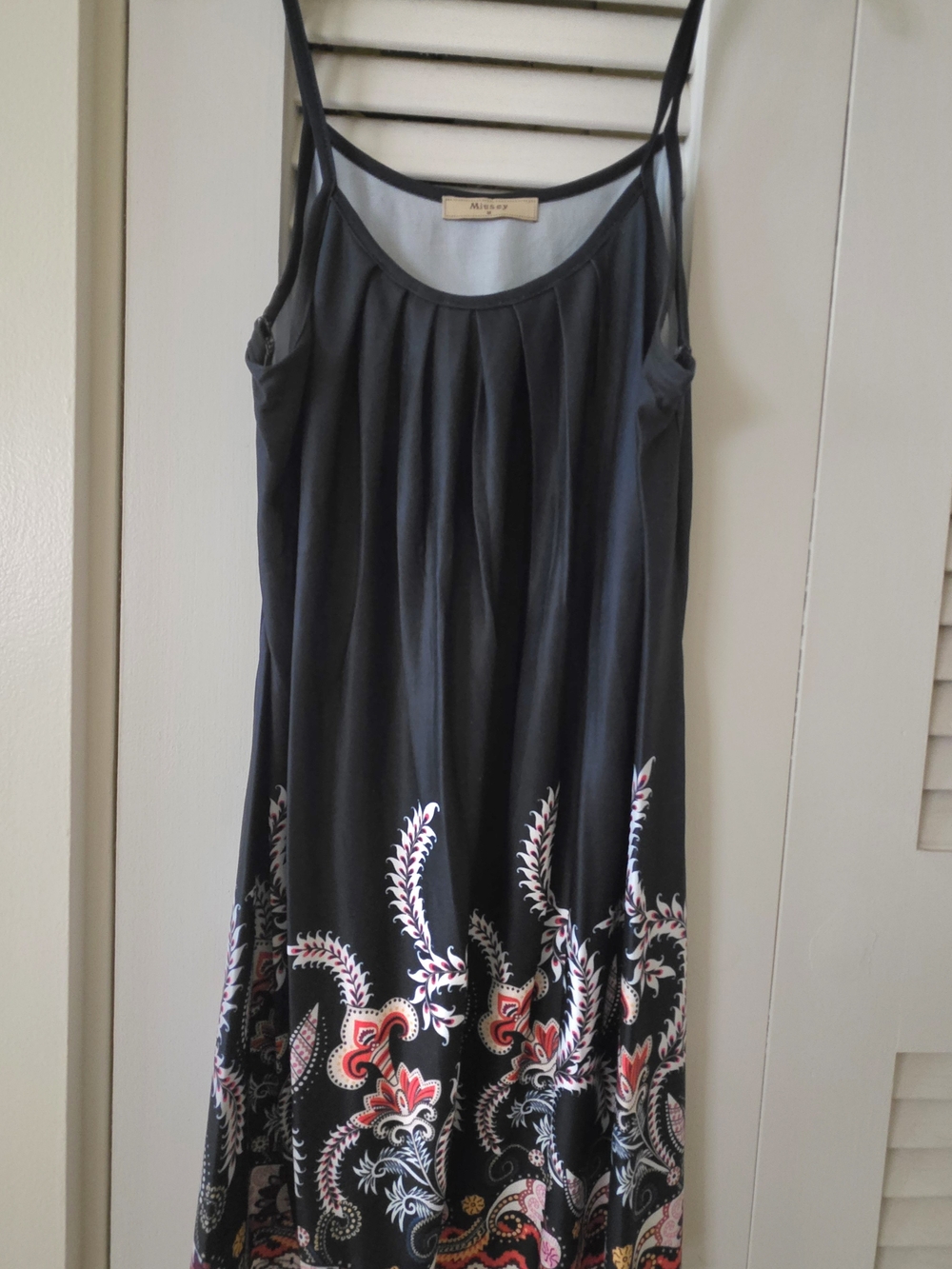 Navy Floral-Print Spaghetti Strap Dress